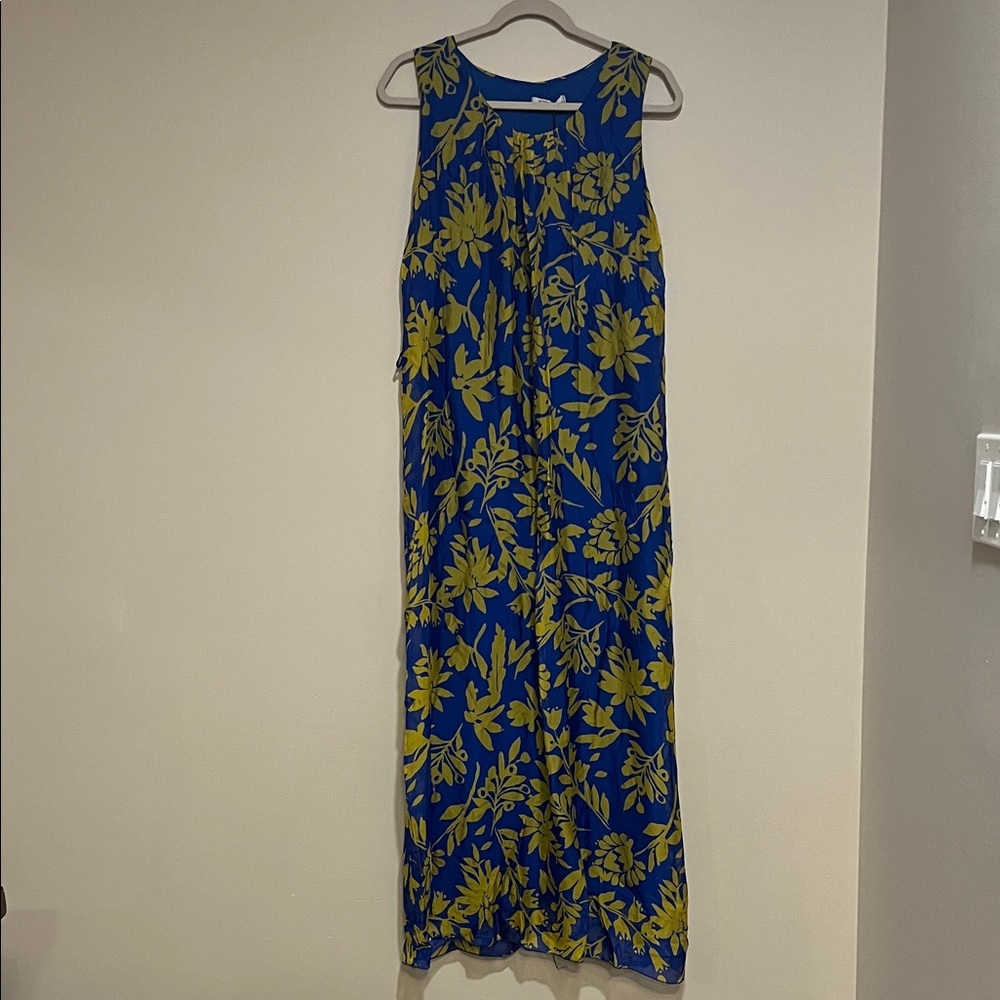 Rosemarine NEW cool alt blue & lime floral sleeveless maxi dress Women’s size M